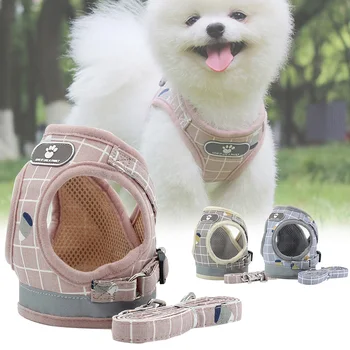 

Adjustable Outdoor Safety Walking Nylon Pet Safe Travel Supplies Polyester Breathable Reflective Harness For Small Medium Dogs