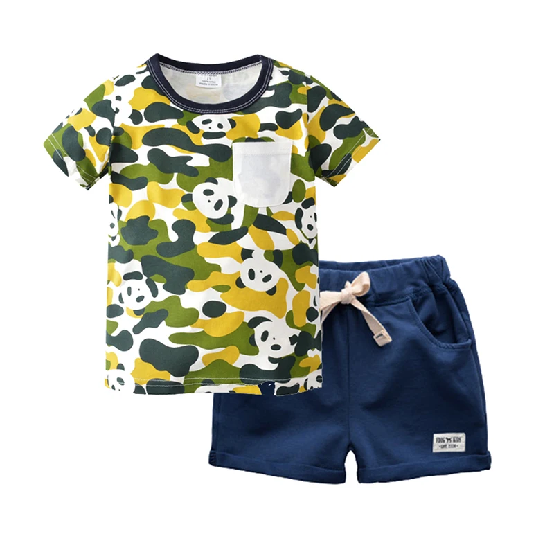 BINIDUCKLING/летние комплекты одежды для маленьких мальчиков футболка с рисунком животных+ шорты хлопковый спортивный костюм из 2 предметов детская одежда