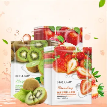 

2019 Selling fruit hydrating mask Strawberry apple kiwi mask oil control whitening pores skin care mask