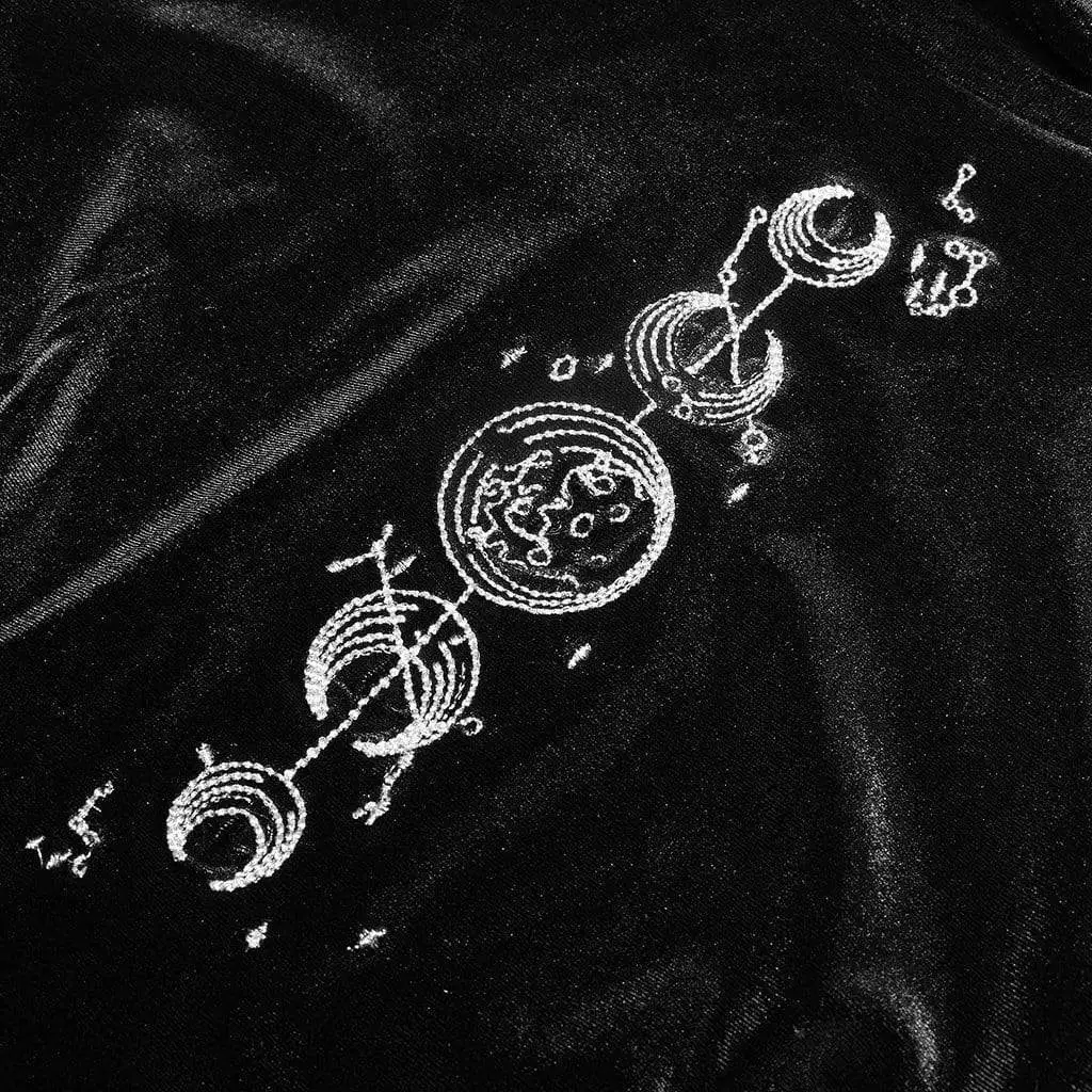 Панк RaveWomen's Goth embroided вельветовое с длинным рукавом черное маленькое платье OPQ-427LQF