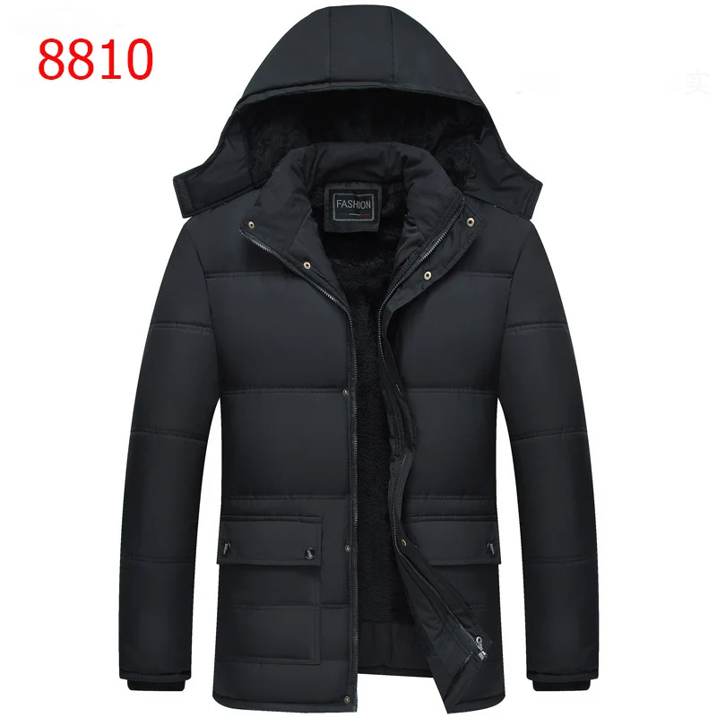 New Winter Jacket Men-30 Degree Thicken Warm Men Parkas Hooded Fleece Man's Jackets Outwear Cotton Coat Parka Jaqueta Masculina - Цвет: 8801-Navy