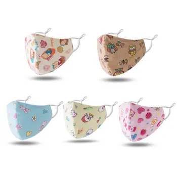 

Kids Reusable Cute Cartoon Cotton Mouth Mask Replaceable Filter Activated Carbon Pad Face Protective Cover Respirator