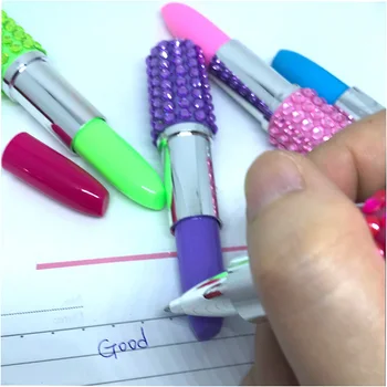 

Colorful Creative Lipstick Plastic Ball Pen Cute Ballpoint Pen For Stationery Gift Girl Student Exam Gel Pen Office School