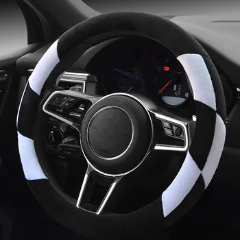 

38CM/flannelette steering wheel cover general model Car steering wheel hand stitch cover car interior accessories
