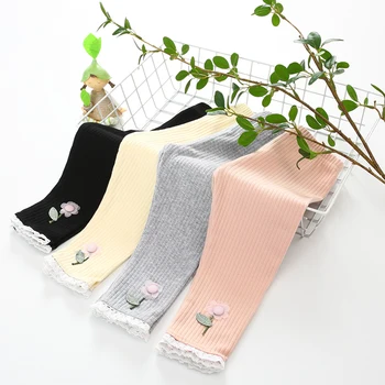 

Spring Baby Girls Pants Cotton Knitting Newborn Leggings Elastic Waist Solid Infant Toddler Trousers Children Bottom Clothes