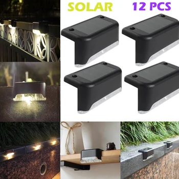 

12PCS LED Solar Path Stair Outdoor Light Garden Yard Fence Wall Landscape Lamp Solar Night Light Rechargeable Ni-mh Battery