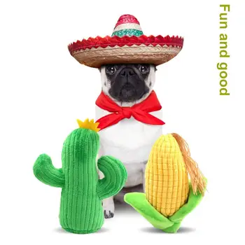 

Plush Squeaky Dog Toys Bite-Resistant Clean Dog Chew Puppy Training Toy Creative Soft Corn Cactus Interactive Toy Pet Supplies