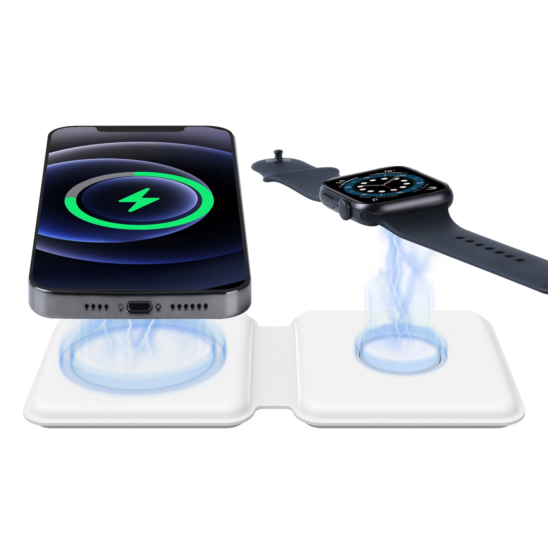 Dual Folding 15W Magnetic Wireless Charger for iPhone 12 Pro Max Series Magsafe Qi Wireless Charging Station for Apple Watch 6 5