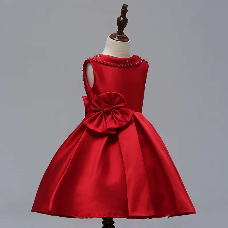 Europe And America New Style Flower Beads Formal Dress Flower Boys/Flower Girls Exposed Back off-Shoulder Dress Bow Princes