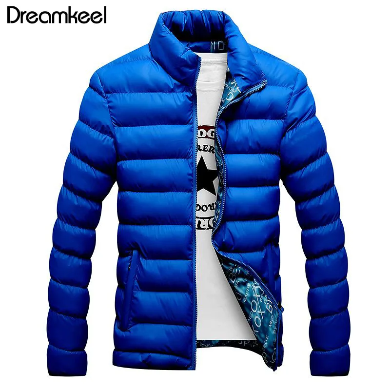 Стеганая верхняя одежда с длинным рукавом, одежда, теплые пальто, зимняя куртка для мужчин, новинка, хлопковые стеганые толстые куртки, парка, облегающая Y - Цвет: Синий