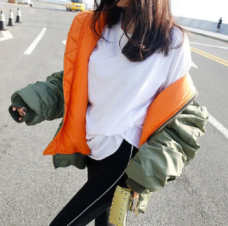 

Contrast Color Short Flight Jacket Cotton Coat 2018 Winter Style Hip Hop BF Style Wu Yifan Hooded Flight Cotton Overcoat