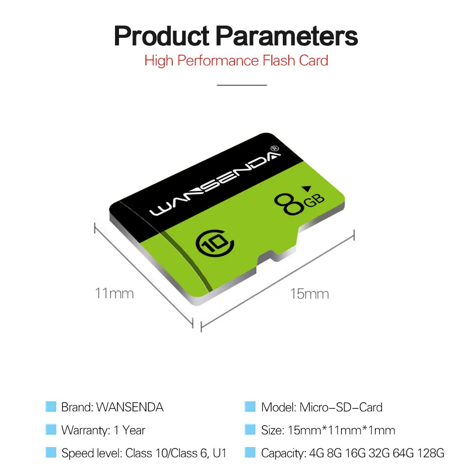 WANSENDA карта памяти Micro SD класс 10 128 ГБ 64 32 16 ГБ|Карты памяти| |