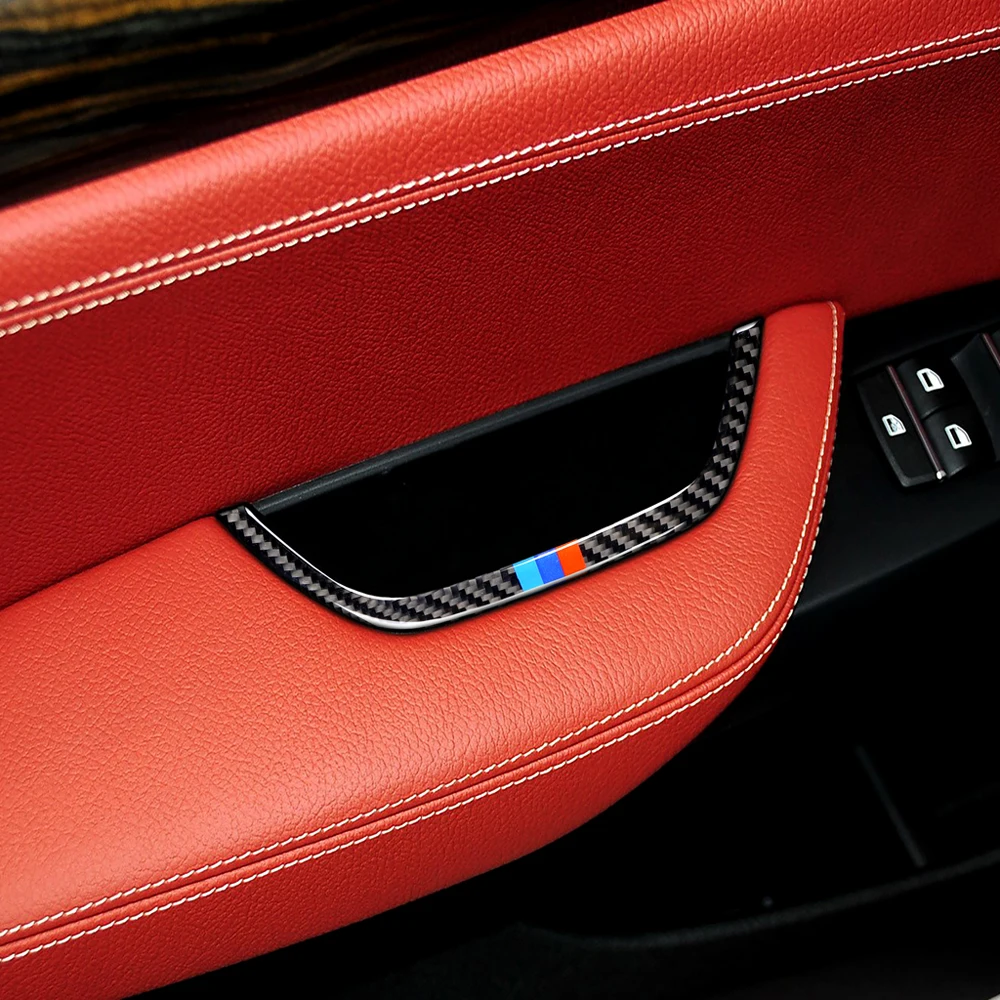 

Car Styling Decor Carbon Fiber Car Interior Door Armrest Storage Box Frame Cover Trim StickerFor BMW X3 X4 F25 F26 11-17