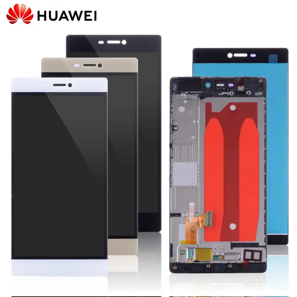 Дешево Дисплей для HUAWEI P8 font b LCD b font в сборе с тачскрином на рамке Оригинал 5.2 белый золото черный