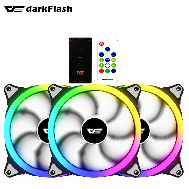 Вентилятор Darkflash cs140 140 мм rgb 3 контакта 5 В с синхронизацией подсветки 14 см |