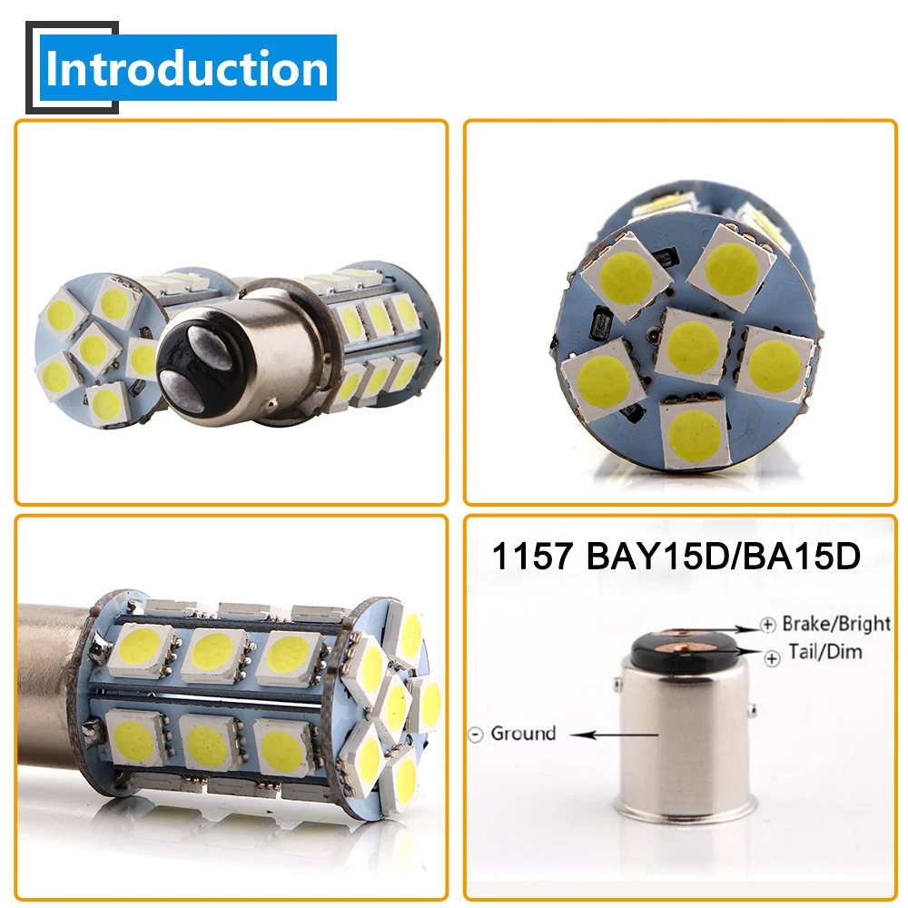 6 шт. 24 В DC Белый 5050 24 SMD светодиодные лампы 1157 BAY15D P21/5 Вт BA15D 288LM Авто Грузовик вождение автомобиля сигнал поворота, стоп-сигналы индикатор