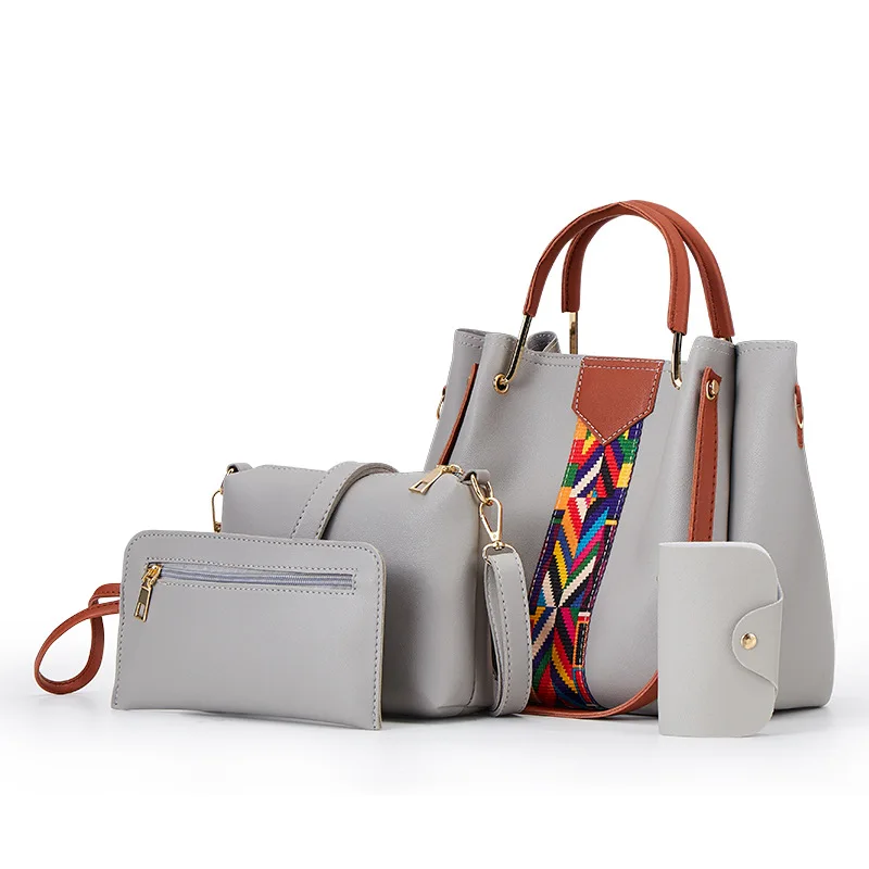 4 шт./компл. ручная сумка для женщин сумки через плечо для дам модная кожанная женская сумка повседневная сумка-шоппер сумка Sac Femme - Цвет: XB029 GY