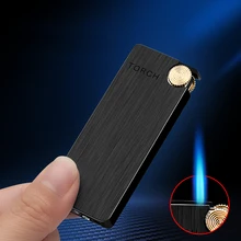 

Ultra-thin Metal Flint Lighters Gas Butane Lighter Turbo Jet Torch Cigar Cigarettes Windproof Blue Flame Lighter Gadgets for Men