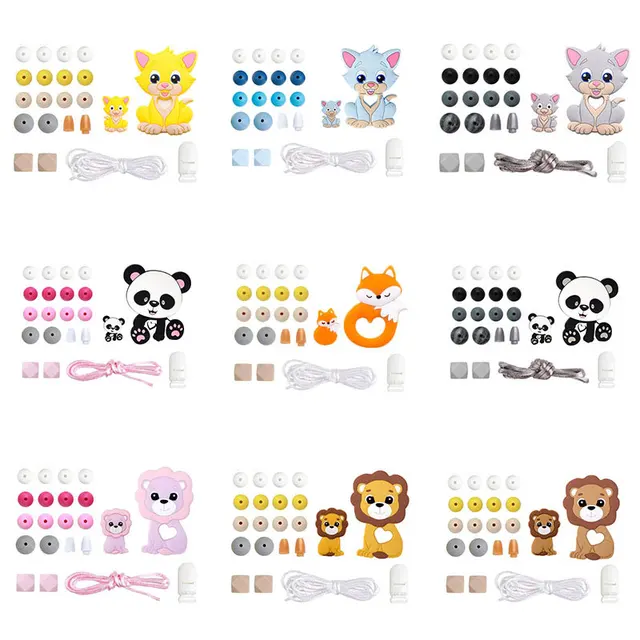 1 Set Silicone Beads Teething Rodent Food Grade BPA Free Fox Rabbit DIY Accessories Set Pacifier Chain Clips DIY Necklace Infant 1