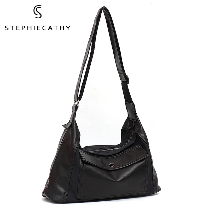 Sc Women Nylon&leather Patchwork Shoulder Messenger Bags Fashion Street