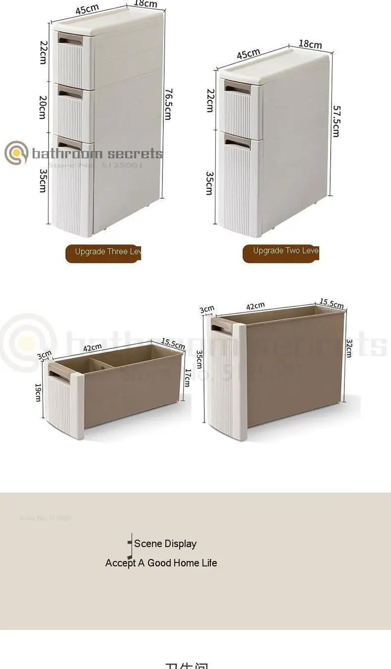 Bathroom Rack Floor Toilet Storage Cabinet Drawer Kitchen Crevice Storage Toilet Corner Cabinet Side Cabinet Narrow Bathroom