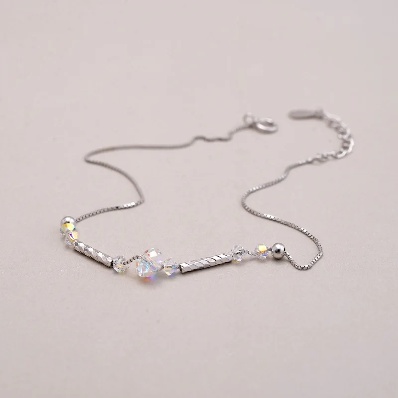 

Crystal Stick Anklet S925 Fine Silver Anklet Women's Korean-style Delicacy Ankle Ring 4025