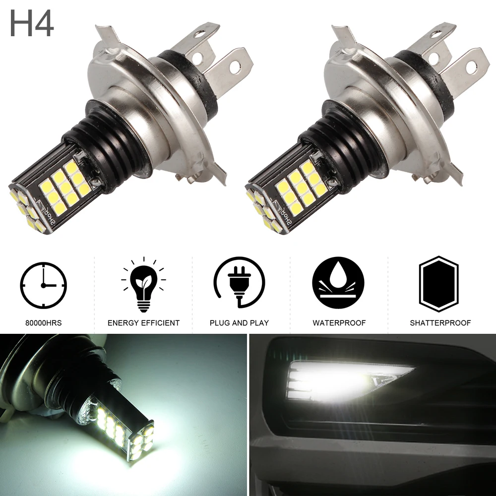 2 шт. 24 Вт автомобильный H4 9003 водонепроницаемый 3030SMD противотуманный фонарь дневной ходовой светильник 6000K 2400LM светодиодный автомобильный поворот Парковка лампа для автомобиля