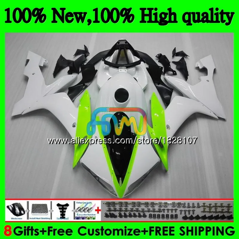 Средства ухода за кожей для YAMAHA YZF R 1 1000 CC YZF-1000 YZFR1 04 05 06 54BS. 35 YZF1000 1000CC YZF зеленого и белого цветов R1 YZF-R1 2004 2005 2006 обтекатель