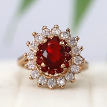 

Diana Ring Red CZ Ring VS 8*6mm Oval Cut Red Garnet Ring 18k Gold Plated Ring Cooper Ring Red Gemstone Ring Vintage Ring Double