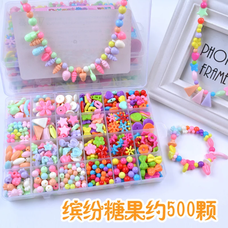 

Creative Children's Beaded Toy Set Exquisite Jewelry Girl DIY Handmade Puzzle Wear Bead Necklace Bracelet Bracelet Necklace