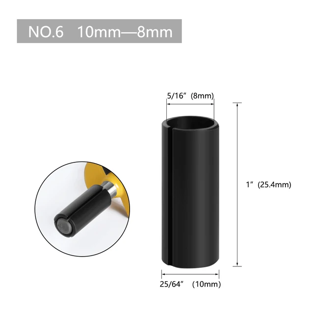 LA VIE 1pc CNC Router Bit High Precision Adapter Collet Milling Cutter Tool Adapters Holder 6mm 6.35mm 8mm 10mm 12mm 12.7mm 4001 NO.6 10x8