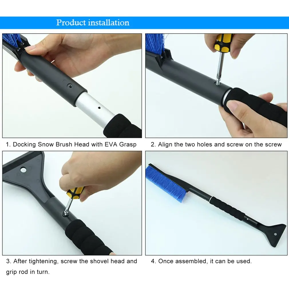 Car Winter Ice Scraper Snow Shovel 2 in 1 Large 10 inch Snowbrush Shovel Removal Brush Combination Kit SD-X012
