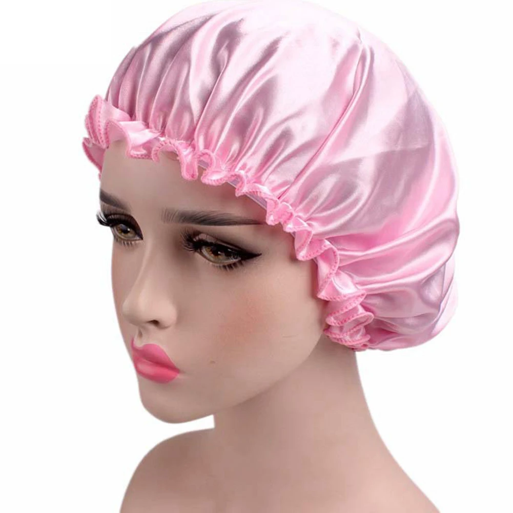 Женская эластичная атласная кружевная одноцветная Ночная шапка для сна химиотерапия Уход за волосами шапочка