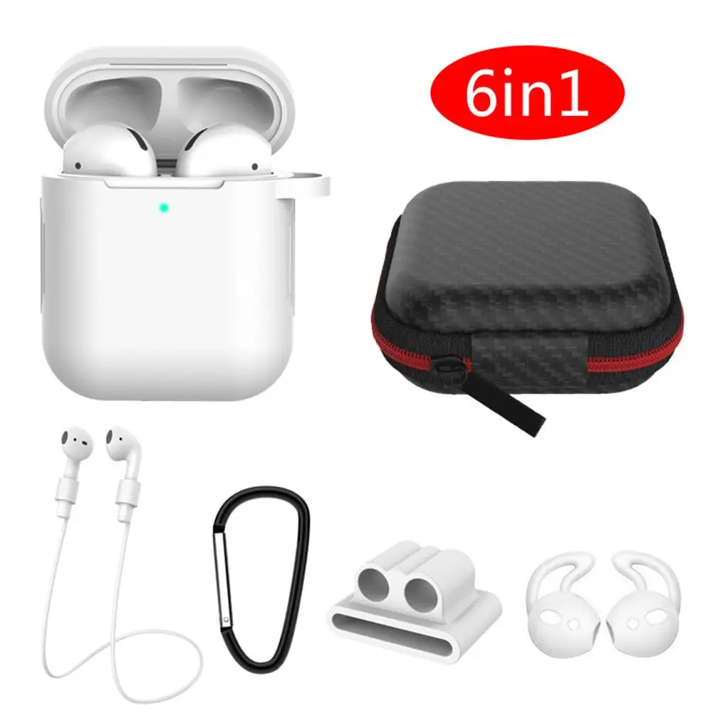6 в 1 силиконовый чехол для гарнитура airpods Беспроводная bluetooth-гарнитура защитный