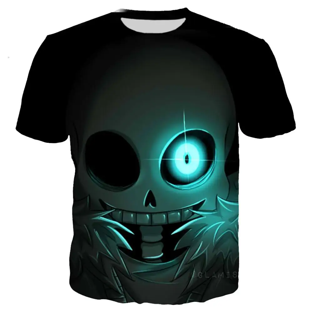 Sans 02 Harajuku Undertale красивый череп Sans 3D Футболка с принтом Мужская хип хоп Уличная футболка мальчик хип хоп футболка синяя одежда топы негабаритных - Цвет: Sans 02