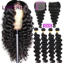 Onda profunda solta pacotes com fecho de cabelo peruano pacotes com 5x5 6x6 hd encerramento 3/4 pacotes com fechamento 100% remy tecer cabelo