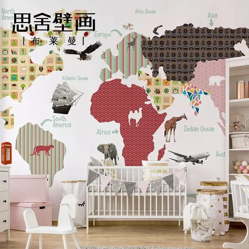 Bacaz-Explorer-Kids-World-Map-Wallpaper-Mural-for-Children-Bedroom