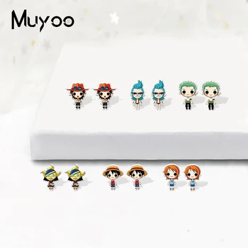 

New One Piece Anime Luffy Zoro Sanji Chopper Robin Franky Acrylic Resin Epoxy Earrings One Piece Characters Acrylic Earrings