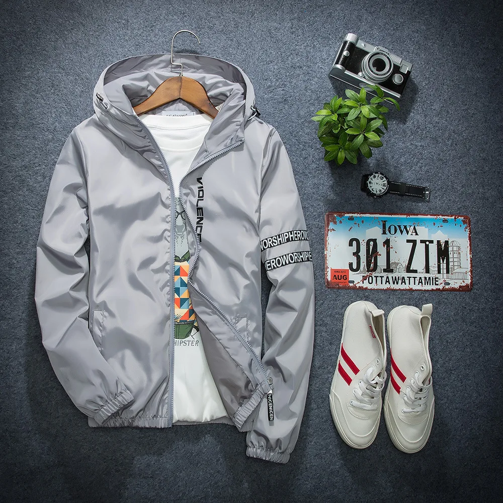 

2019 Spring And Autumn Large Size Casual MEN'S Jacket Hooded Slim Fit Coat