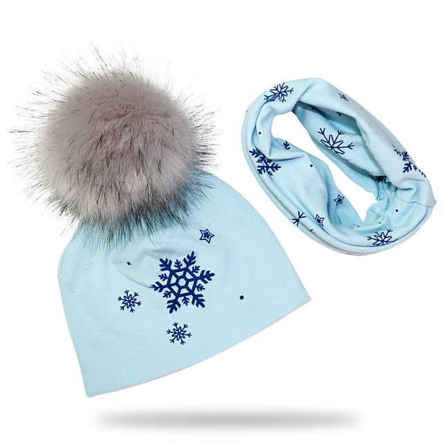 Baby Cap Cotton Faux Fur Pompom Hat For 