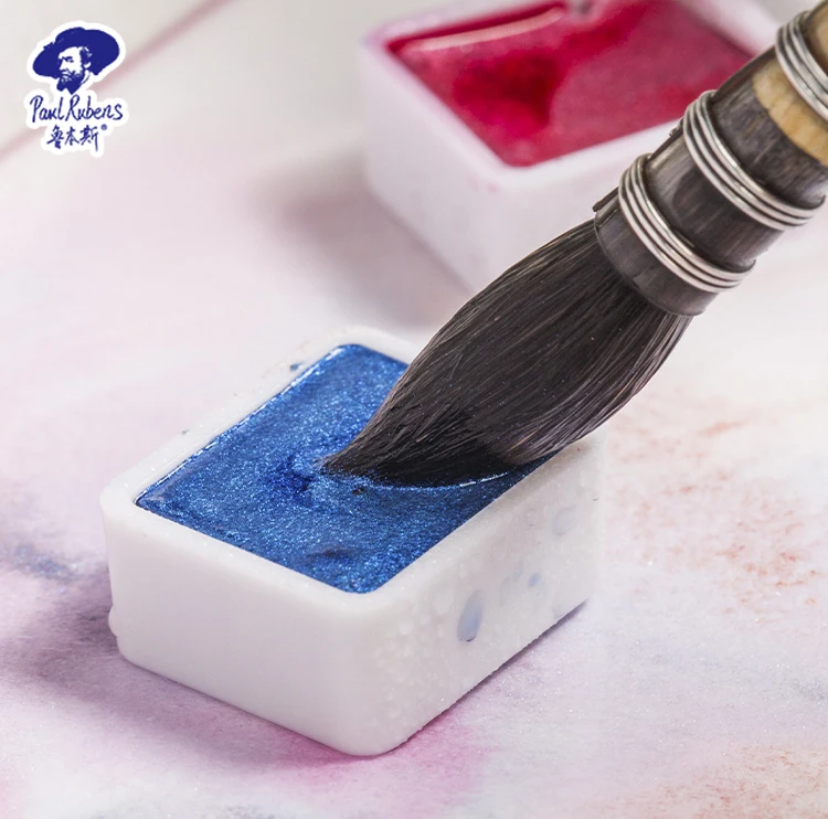 

Official Paul Rubens Glitter Shinnging Solid Watercolor 1pc Half Pan Aquarelle for Artist Multicolor