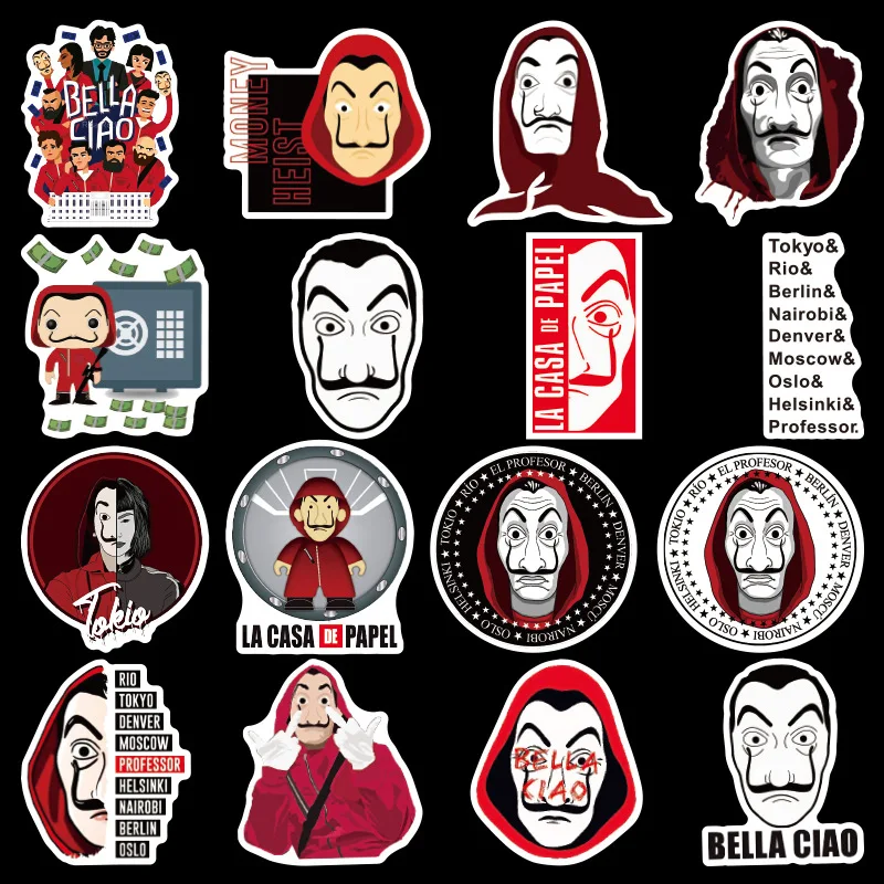 50 шт деньги кража Stcikers la casa de papel глянцевая бумага декоративные наклейки на стену наклейки