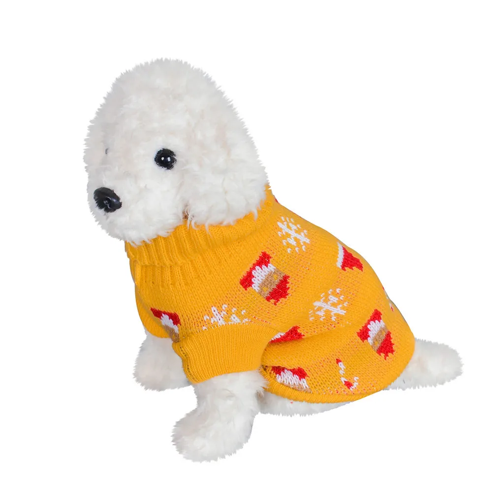 Свитер для собак, вязаная одежда для домашних животных, собак, кошек, осенняя теплая зимняя водолазка, Рождественский свитер, костюм, одежда