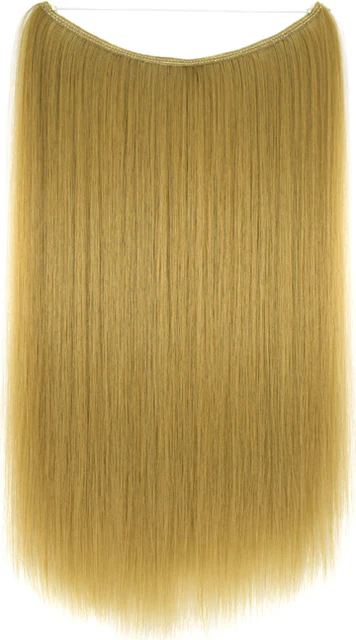 TOPREETY Heat Resistant Synthetic Hair 100gr Silky Straight Elasticity Invisible Wire Halo Hair Extensions 8006 25