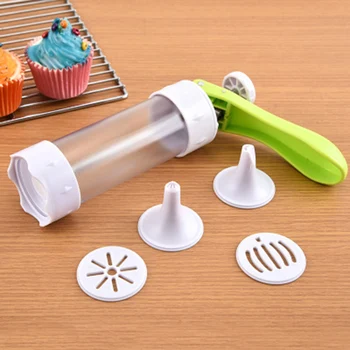 

Biscuit Cookie Icing Tools Kit Cake Decorating Press Tool Machine with 12 Molds 6 Icing Nozzles Set BJStore