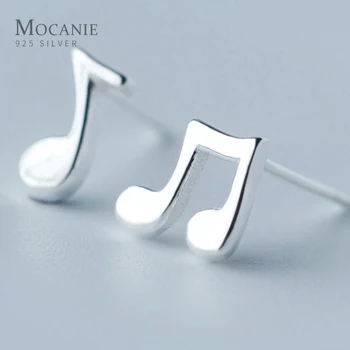 

Mocanie Genuine 925 Sterling Silver Musical Note Asymmetry Stud Earring for Women Fashion Simple Ear Pin Fine Jewelry Brincos