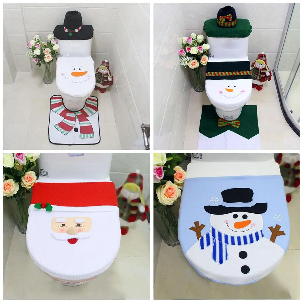 1pc Toilet Seat Cover Christmas Decor Christmas Snowman Lid  Bathroom Santa 