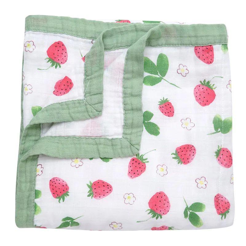 strawberry Дропшиппинг 4 слоя бамбуковая хлопковая детская пеленка детские одеяла для новорожденных подгузники из муслина детский купальный халат чехол для коляски игровой коврик - Цвет: strawberry