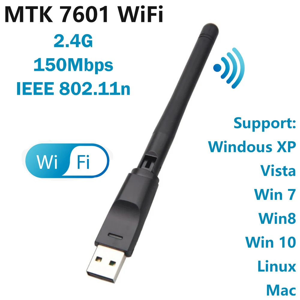 MTK 7601 Wi Fi адаптер 150 Мбит/с 2 4 ГГц 802 11/b/g/n USB2.0 Вращающаяся USB антенна|Сетевые карты| |