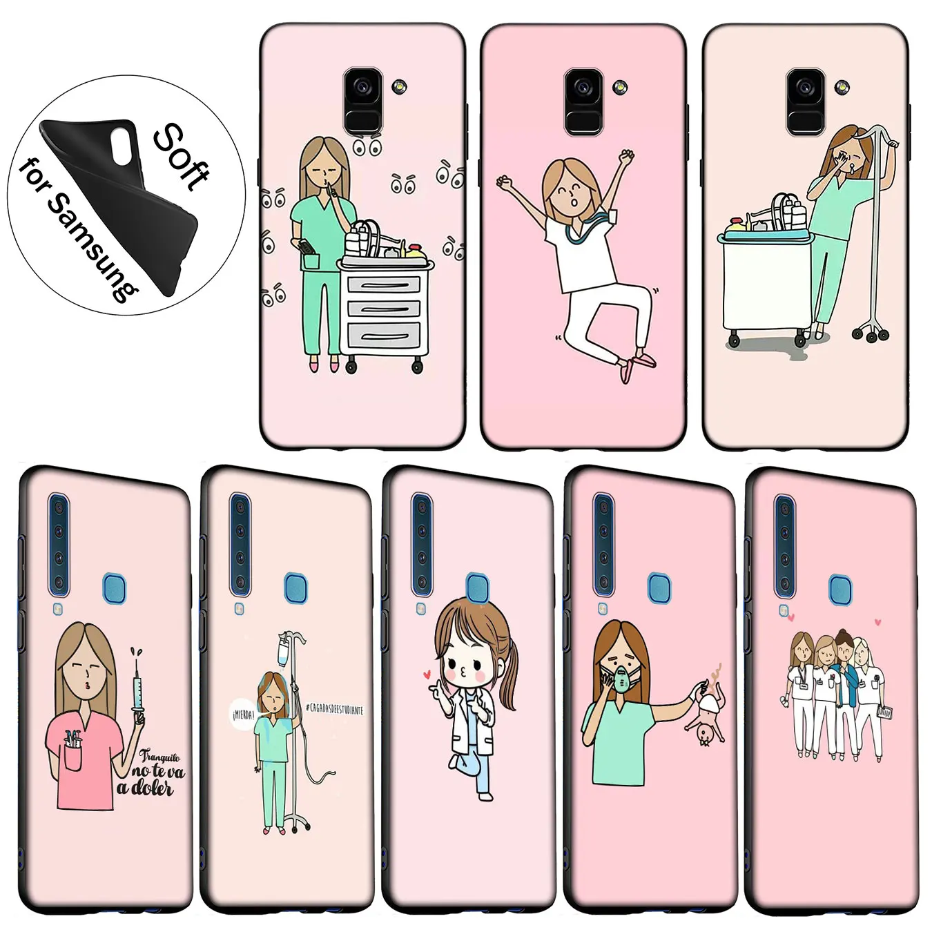 IYICAO Cartoon Doctor Nurse Hot Fashion Fun Dynamic Soft Case for Samsung Galaxy J8 J7 Duo J6 J4 Plus A2 Core Prime 2018 Cover |